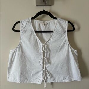 Jennifer Grace White Tie-Front Cotton Camisole
